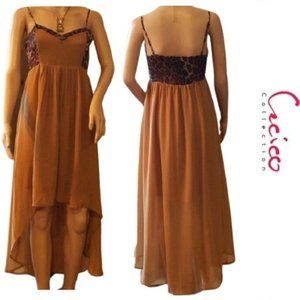 Cecico Gold and Animal Print Dress Sz M